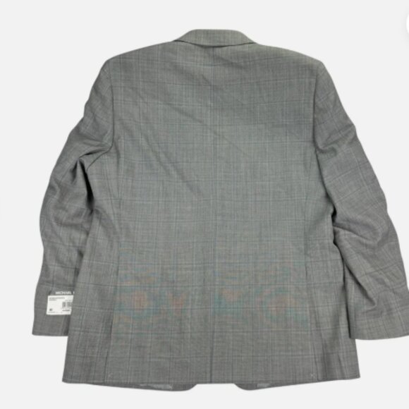 Michael Kors 46L Men's Classic Fit Plaid Stretch Wool Blend Suit Jacket NWT Grey - Picture 3 of 3